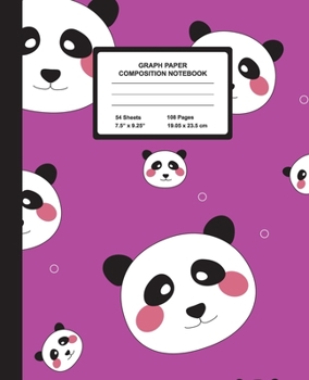 Paperback Graph Paper Composition Notebook: Quad Ruled 4 Squares Per Inch Sheets, Math and Science Grid Note Book for Elementary Students, Kawaii Panda Book