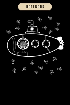 Notebook: Cat in submarine  Notebook|6x9(100 pages)Blank Lined Paperback Journal For Student, kids, women, girls, boys, men, birthday gifts|Veteran day gifts notebook