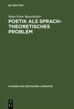 Hardcover Poetik als sprachtheoretisches Problem [German] Book