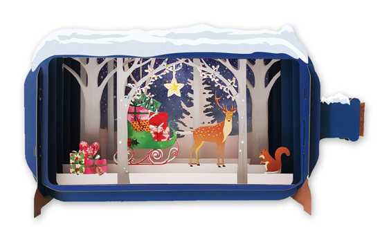 Office Product Message in a Bottle Dear & Sleigh 3D Pop Up Christmas Card Book
