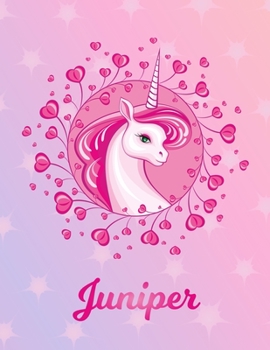 Paperback Juniper: Unicorn Sheet Music Note Manuscript Notebook Paper - Magical Horse Personalized Letter K Initial Custom First Name Cov Book