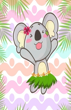 Hula Koala Bear Dot Grid Dancing On Colorful Ocean Waves: Koala Bear with a Hawaiian Tropical Beach Vacation Theme
