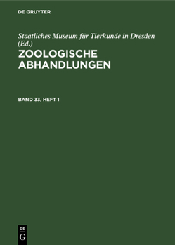 Hardcover Zoologische Abhandlungen. Band 33, Heft 1 [German] Book