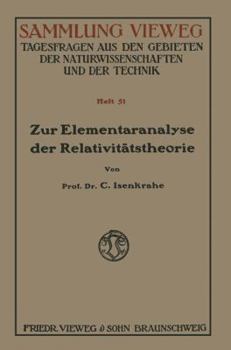 Paperback Zur Elementaranalyse Der Relativitätstheorie: Einleitung Und Vorstufen [German] Book