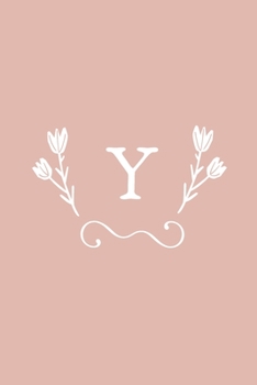 Y: Monogram initial medium-lined notebook. Pink and white diary.