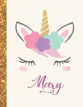 Mary: Mary Unicorn Personalized Black Paper SketchBook for Girls and Kids to Drawing and Sketching Doodle Taking Note Marble Size 8.5 x 11