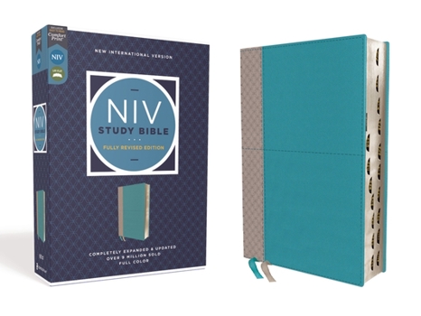 Imitation Leather NIV Study Bible, Fully Revised Edition, Leathersoft, Teal/Gray, Red Letter, Thumb Indexed, Comfort Print Book