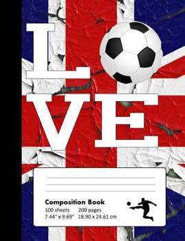 Paperback Composition Book Wide Ruled: School Notebook with Distressed UK Flag Design for Soccer Fans Book