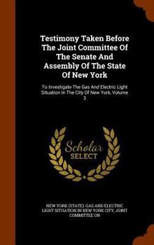 Hardcover Testimony Taken Before the Joint Committee of the Senate and Assembly of the State of New York: To Investigate the Gas and Electric Light Situation in Book