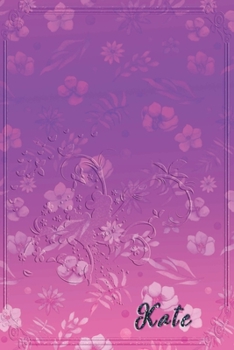 Kate: Personalized Name Embossed  Lavender Purple Pink Shade Gradient with floral Inspired | Blank Lined Notebook Journal | Diary Note Taking ... Touch Gift for Female Friends Coworkers
