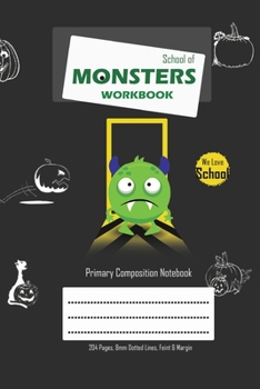 Paperback School of Monsters Workbook, A5 Size, Wide Ruled, White Paper, Primary Composition Notebook, 102 Sheets (Gray) Book