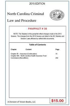 Paperback North Carolina Criminal Law and Procedure-Pamphlet 38 Book