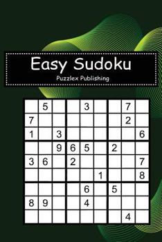 Paperback Easy Sudoku: Sudoku Puzzle Game For Beginers With Green Abstract sound wave cover Book