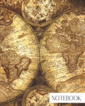 Paperback Notebook: Large College Ruled Notebook for Everyday Use Vintage Map Design Book