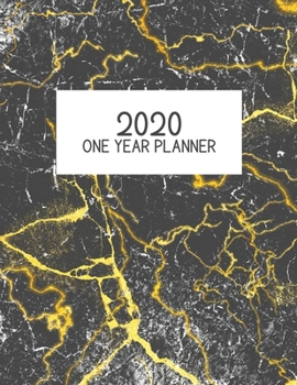 Paperback 2020 One Year Planner: Jan 2020-Dec 2020, 1 Year Planner, grey black marble digital paper cover, featuring 2020 Overview, daily, weekly, mont Book