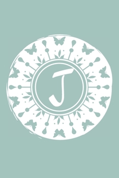 J: Initial J Monogram Notebook Journal Gift Pale blue Butterfly Circle design (Beautiful Butterflies Monogram Journals)