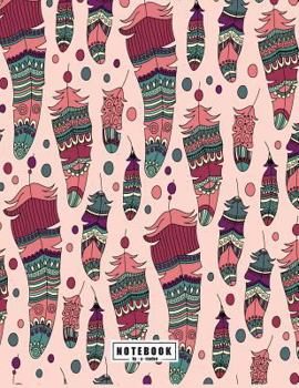 Paperback Notebook: Feather boho style on pink cover and Dot Graph Line Sketch pages, Extra large (8.5 x 11) inches, 110 pages, White pape Book