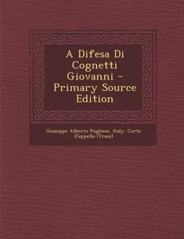 Paperback A Difesa Di Cognetti Giovanni [Italian] Book