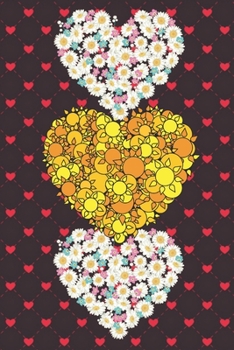 Sunshine and Floral Hearts: Sketchbook 6x9 Inches 100 Pages for Drawing, Doodling or Sketching Seamless Heart Cover Gift for Husband and wife, Matching couple, Valentine's Day