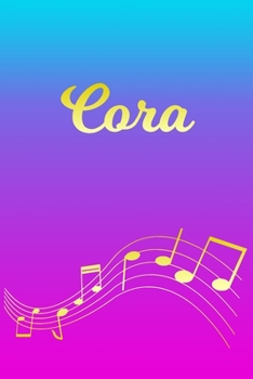 Paperback Cora: Sheet Music Note Manuscript Notebook Paper - Pink Blue Gold Personalized Letter C Initial Custom First Name Cover - Mu Book