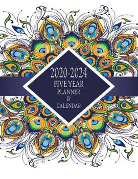 Paperback 2020-2024 Five Year Planner And Calendar: Long-Term 60 Month Agenda Organizer Purple Peacock Feathers Book