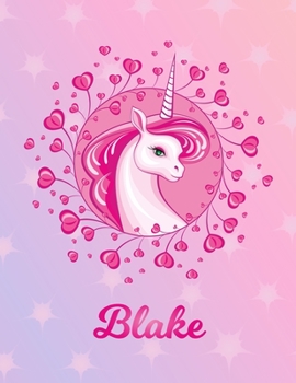 Blake: Unicorn Large Blank Primary Handwriting Learn to Write Practice Paper for  Girls | Pink Purple Magical Horse Personalized Letter B Initial ... Learning | Use Imagination to Create Tales