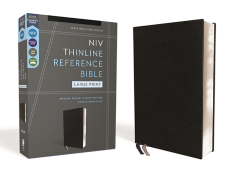 Bonded Leather Niv, Thinline Reference Bible (Deep Study at a Portable Size), Large Print, Bonded Leather, Black, Red Letter, Comfort Print Book