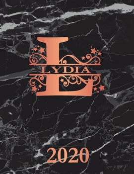 Paperback Lydia: 2020. Personalized Name Weekly Planner Diary 2020. Monogram Letter L Notebook Planner. Black Marble & Rose Gold Cover. Book