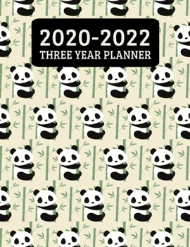 Paperback 2020-2022 Three Year Planner: Monthly Planner - 36 Month Calendar Planner Diary for 3 Years With Notes - Cool Cute Panda Bear (8.5"x11") Book