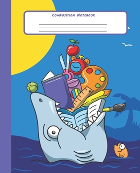 Paperback Composition Notebook: Wide Lined Ruled Paper Page Notebook and Journal for Boys and Girls with Funny Shark, Perfect Workbook for Writing Not Book