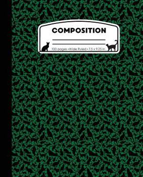 Paperback Composition: Cat Pattern Green Marble Composition Notebook Wide Ruled 7.5 x 9.25 in, 100 pages (50 sheets) book for kids, school, s Book