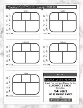 Paperback Weekly Lunch Planner: School Year Lunchbox Planner for the LunchBots Cinco Bento Box: 54 Weeks of Planning Pages Book