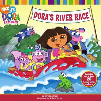 Paperback Dora's River Race [With More Than 20 Holographic Stickers] Book