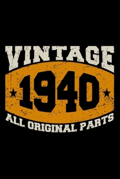 Paperback Vintage 1940 All Original Parts: Dot Grid Journal, Diary, Notebook, 6x9 inches with 120 Pages. Book