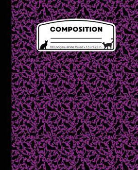 Paperback Composition: Cat Pattern Purple Marble Composition Notebook Wide Ruled 7.5 x 9.25 in, 100 pages (50 sheets) book for kids, school, Book