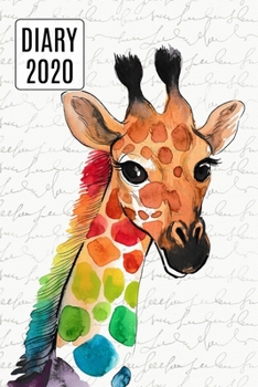 Paperback 2020 Daily Diary Planner, Colorful Watercolor Giraffe: Three Days Per Page Full Year Planner Book