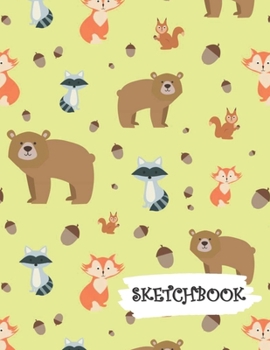 Sketchbook: Woodland Bear Fox Raccoon Fun Framed Drawing Paper Notebook