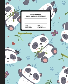 Paperback Graph Paper Composition Notebook: Quad Ruled 4 Squares Per Inch Sheets, Math and Science Grid Note Book for Elementary Students, Cute Panda Book