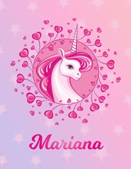 Paperback Mariana: Mariana Magical Unicorn Horse Large Blank Pre-K Primary Draw & Write Storybook Paper - Personalized Letter M Initial C Book