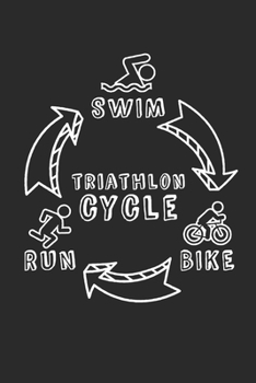 TRIATHLON CYCLE SWIM BIKE RUN: Notebook Triathlon Notizbuch kariert Triathlet Planer Journal 6x9 karo