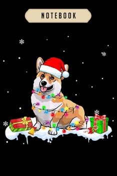 Paperback Notebook: Corgi christmas light xmas holiday Notebook-6x9(100 pages)Blank Lined Paperback Journal For Student, corgi pups, corgi Book