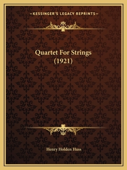 Paperback Quartet For Strings (1921) Book