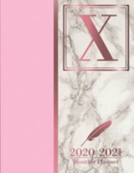 2020-2021 Monthly Planner: Letter X Rose Gold Pink Marble Monogram Planner January 2020 - December 2021 At A Glance 24 Month Dated Initial Diary (8.5” x 11”)