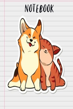 Notebook: Cute Corgi Dog and Ginger Cat Book Notepad Notebook Composition and Journal Gratitude Dot Diary Gift