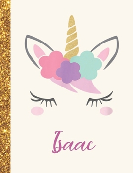 Isaac: Isaac Unicorn Personalized Black Paper SketchBook for Girls and Kids to Drawing and Sketching Doodle Taking Note Marble Size 8.5 x 11