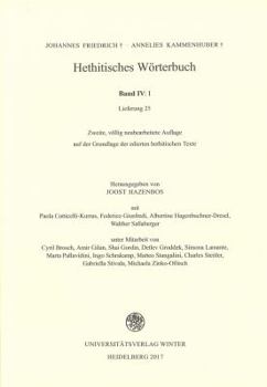Paperback Hethitisches Worterbuch Band IV: I (Lieferung 25) [German] Book