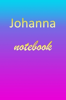 Johanna: Blank Notebook | Wide Ruled Lined Paper Notepad | Writing Pad Practice Journal | Custom Personalized First Name Initial J Blue Purple Gold  | ... Homeschool & University Organizer Daybook
