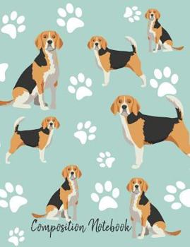 Paperback Composition Notebook: Beagle Paw Prints Cute School Notebook 100 Pages Wide Ruled Paper Book