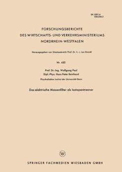 Paperback Das Elektrische Massenfilter ALS Isotopentrenner [German] Book