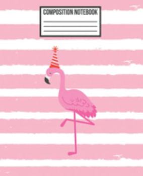 Paperback Composition Notebook: Merry Christmas Pink Pretty Flamingo Wide Ruled Blank Lined School Subject, Exercise Book for teachers, girls, kids, t Book